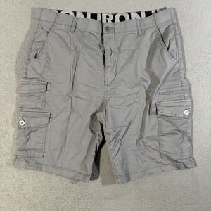Iron Co Men's Size 38 Cargo Shorts Khaki Gray Outdoor Hiking Workwear Baggy